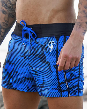 Striped Camo Blue Swim Shorts - 3" Shorts / Board shorts Tucann 