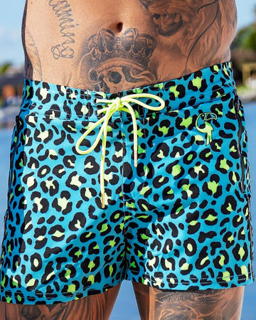 Crazy Leopard Blue Swim Shorts Shorts / Board shorts Tucann 