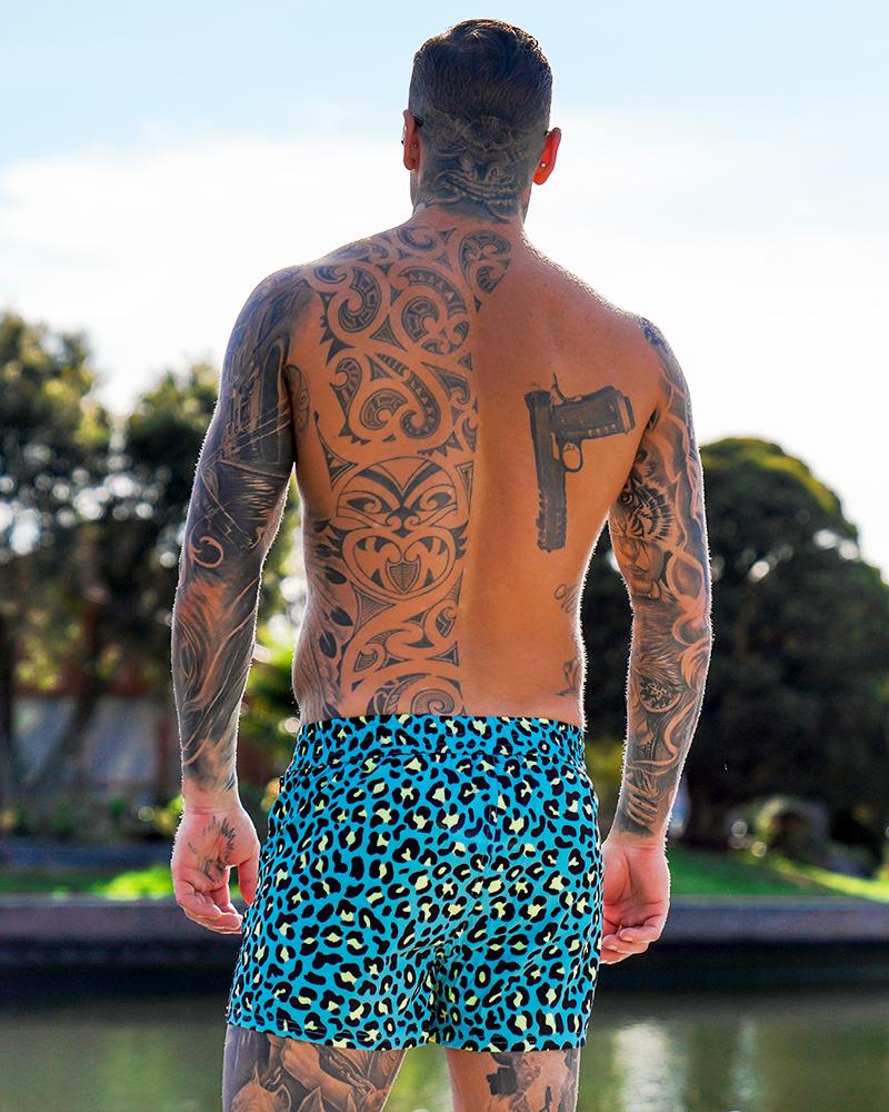 Crazy Leopard Blue Swim Shorts Shorts / Board shorts Tucann 
