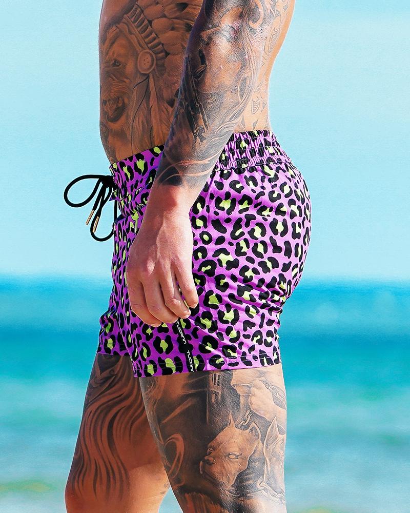 Crazy Leopard Pink Swim Shorts Shorts / Board shorts Tucann 