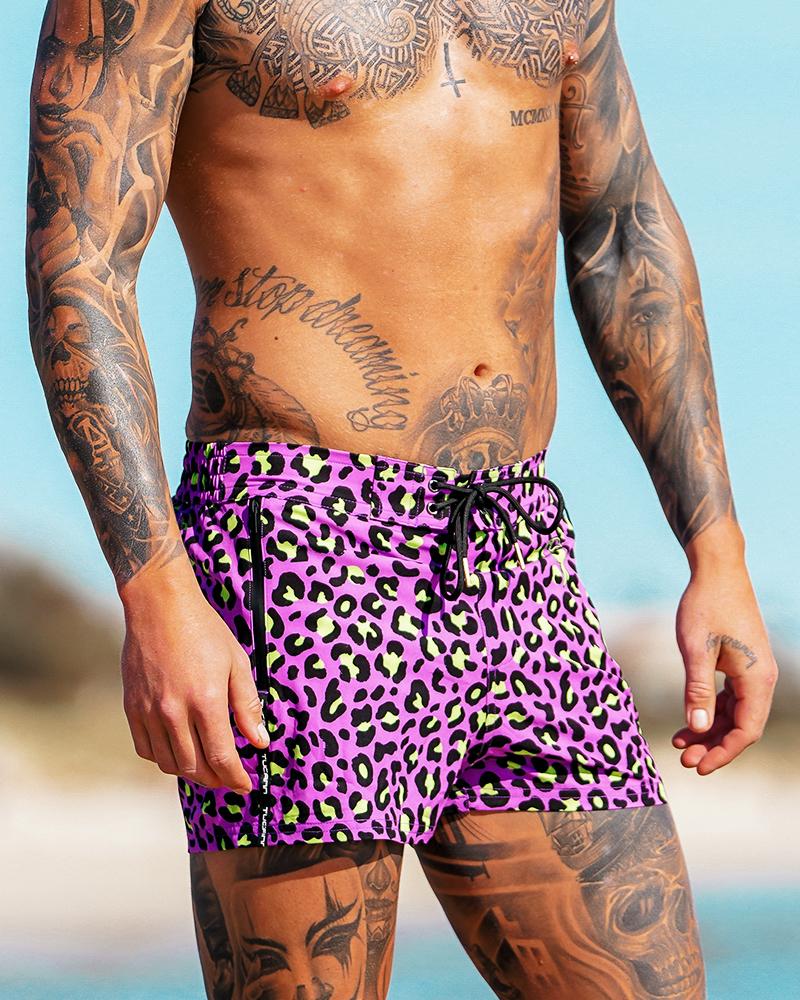 Crazy Leopard Pink Swim Shorts Shorts / Board shorts Tucann 