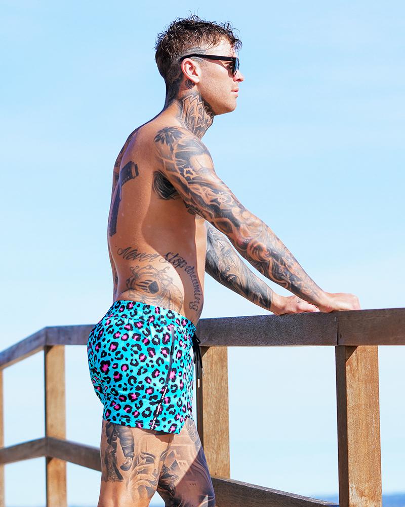 Leopard Print Multi Swim Shorts Shorts / Board shorts Tucann 