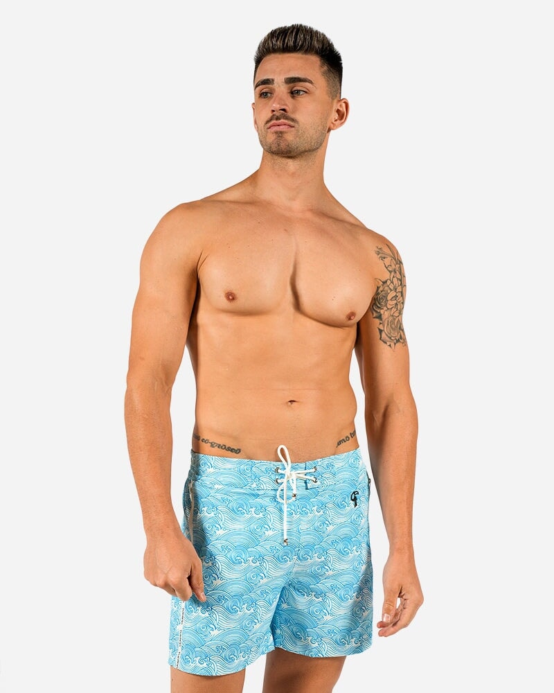 Make Waves Blue Swim Trunks - 5" Shorts / Board shorts Tucann 