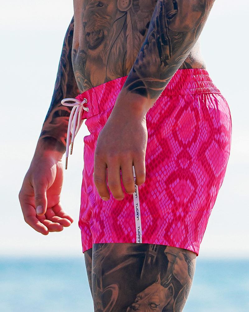 Snake Skin Pink Swim Shorts Shorts / Board shorts Tucann 