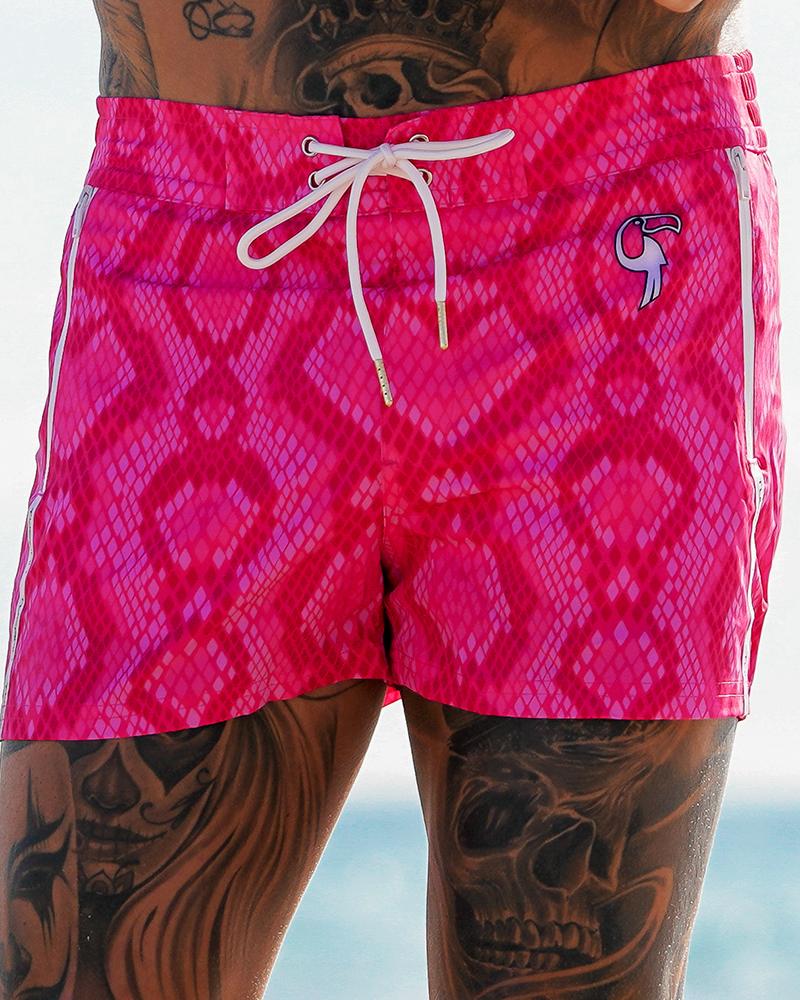 Snake Skin Pink Swim Shorts Shorts / Board shorts Tucann 