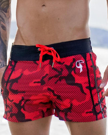 Striped Camo Red Swim Shorts Shorts / Board shorts Tucann S 